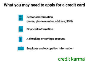 Las cosas que puede necesitar para solicitar una tarjeta de crédito incluyen información personal, información financiera, una cuenta corriente o de ahorros, o información sobre empleados y ocupaciones.