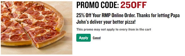 25% de descuento en el código de promoción