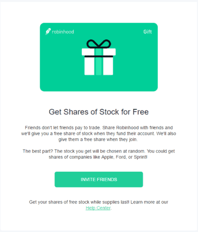 Oferta de acciones gratuitas de Robinhood