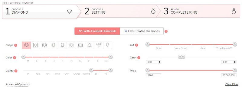 Filtros de James Allen Diamond Gallery