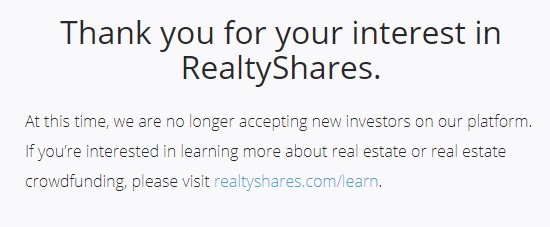 RealtyShares Cerrar correo electrónico